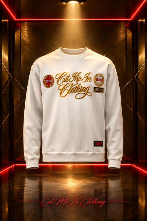 Cut Me In Clothing Brand - Luxury Display with Actual Sweatshirt